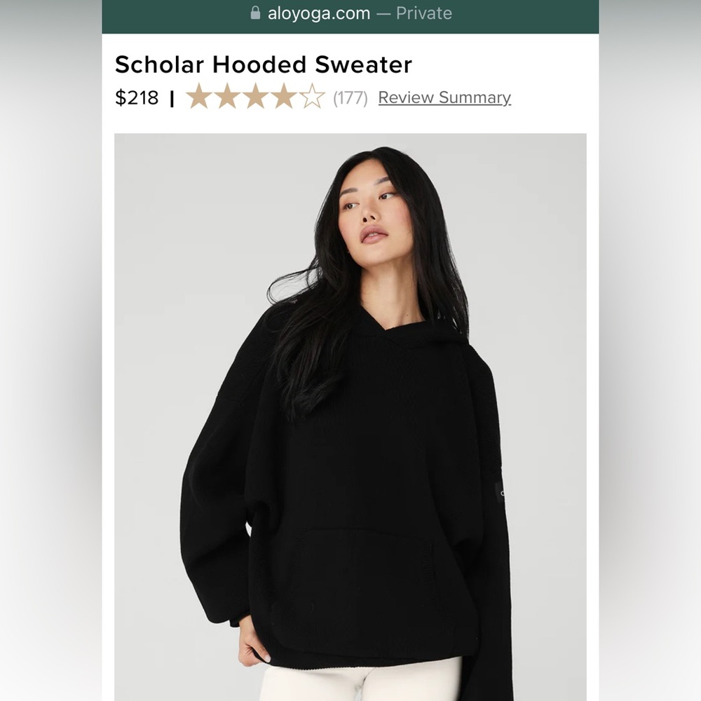 Alo Scholar Hooded Sweatshirt, black
